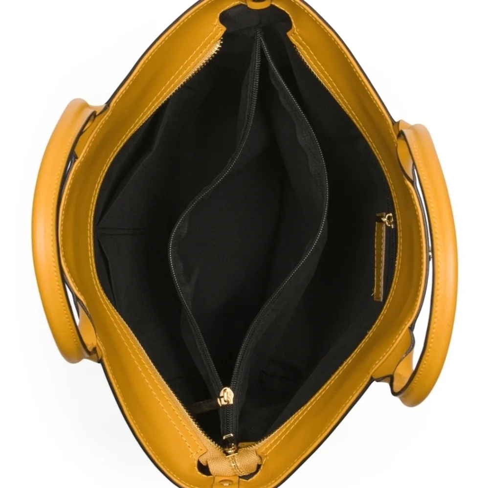 💛🔹️CHEVAL🔹️ Mustard  Made In Italy Leather And Suede Tulip Satchel - Picture 3 of 4